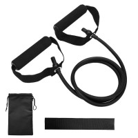 Resistance Toning Tube Bands Fitness Workout Elastic Exercise Band with Door Anchor and Carry Bag