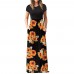 Women Plus Size Dress Retro Floral Print O Neck Short Sleeves Side Pockets Summer Casual Maxi Party Beach Dress