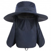 Wide Brim Sun Hat with Detachable Neck Flap and Face Cover Men Women Fishing Cap Outdoor Travel Hat