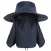 Wide Brim Sun Hat with Detachable Neck Flap and Face Cover Men Women Fishing Cap Outdoor Travel Hat