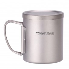 220ml/330ml/450ml/550ml Double Wall Titanium Water Cup Coffee Tea Mug for Home Office Outdoor Camping Hiking Backpacking Picnic